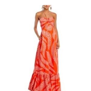 Vibrant Strapless Orange Maxi Dress